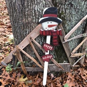 Happy Holidays Snowman outdoor Christmas sign decor
